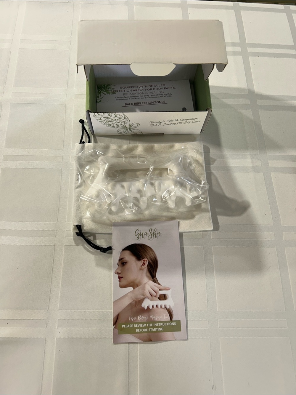 Gua Sha Body Massager - White - Spa-Style Bath & Body Tool